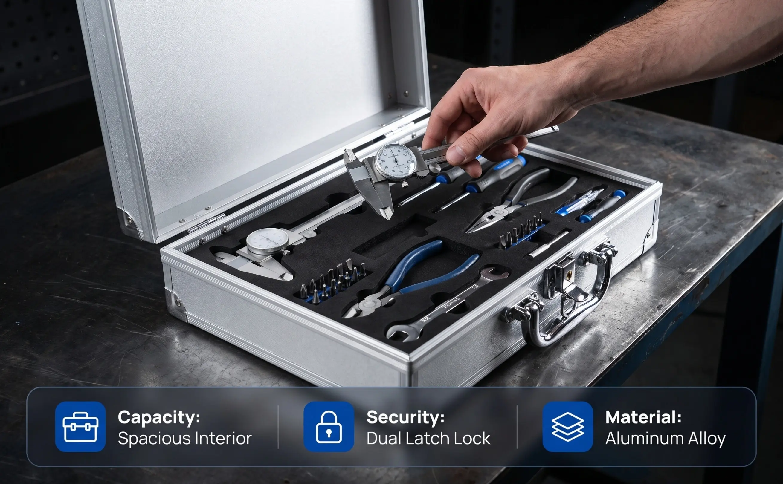 Aluminum Alloy Toolbox Portable Case Storage Halloween Christmas New Year Aluminum Tool Box Aluminum Alloy Case Emergency