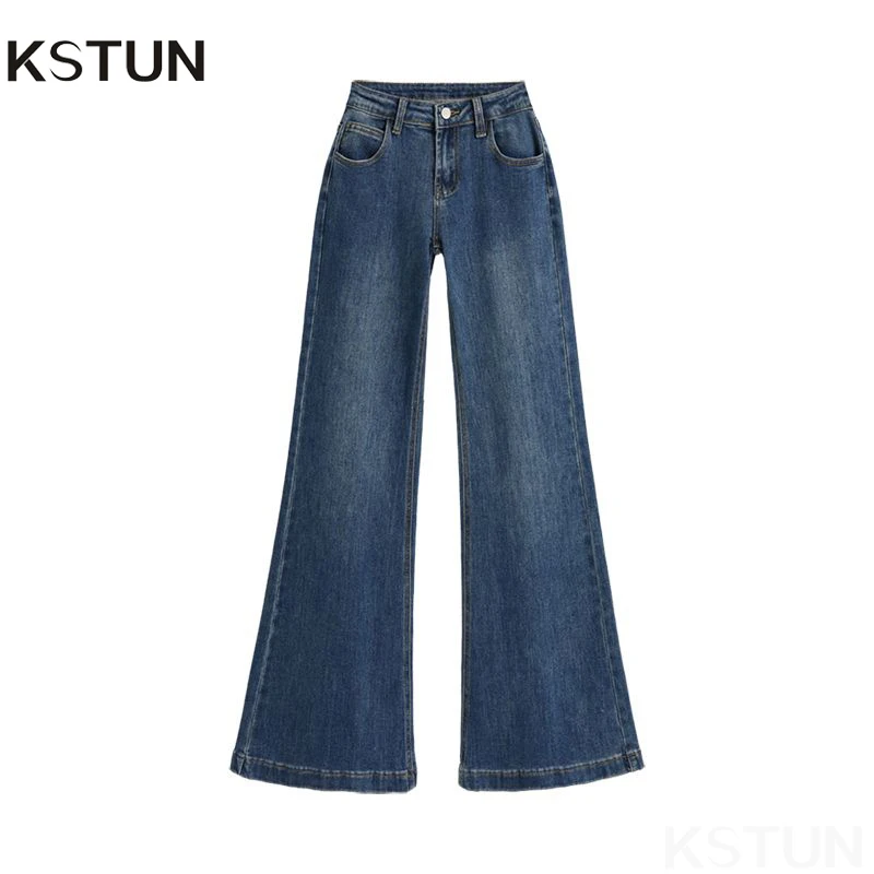 

KSTUN расклешенные брюки, женские джинсы, прямые брюки с низкой талией, облегающие джинсовые брюки для женщин, модные женские брюки-клеш