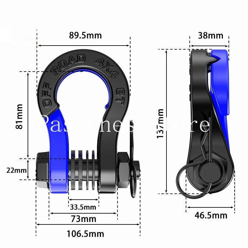 3/4'' U-shaped 8T Off-road Trailer Hook with Magnetic Suction Split Two-color Fashion Shackle Huya Split Shackle