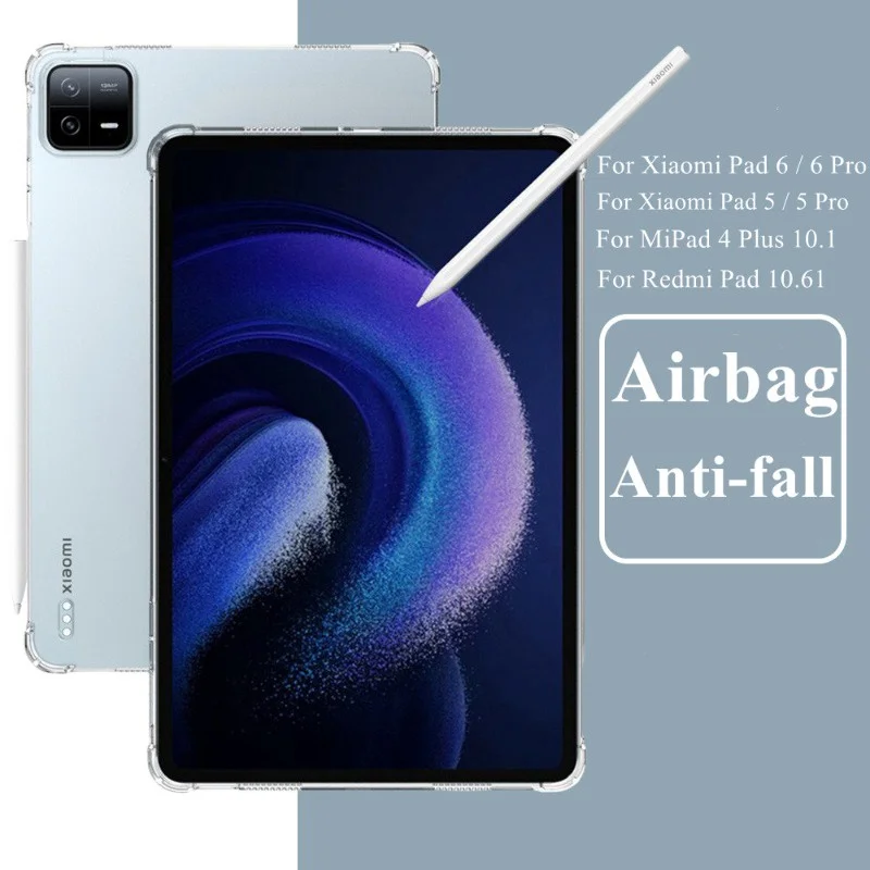 Capa traseira transparente em TPU macio, capa para Xiaomi Pad 6 Pro 2023, Pad5 Pro, Redmi Pad SE 11, Pad 10.61, Mi Pad 4 Plus, 10.1