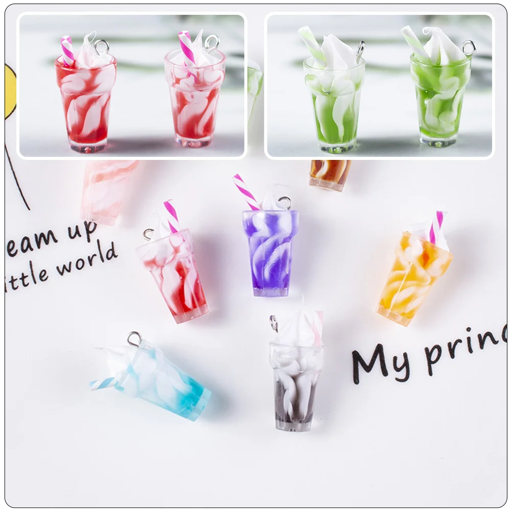 

10pcs Ice Cream Pendant Keychain Resin Alloy Design Decorative Key Ring Hanging Ornament For Bag Car Keys Diy Crafts Mixed Color