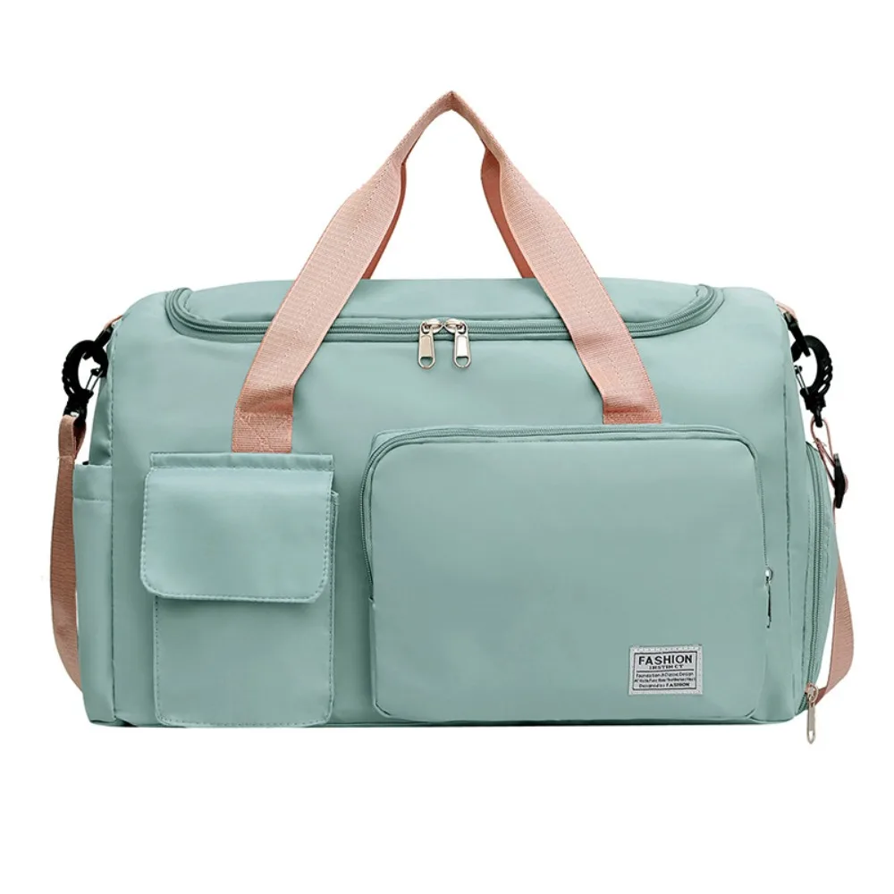Oxford Travel Luggage Bag Sturdy Foldable Nylon Duffle Bag Solid Color Multi-functional Large Capacity Handbag Fitness