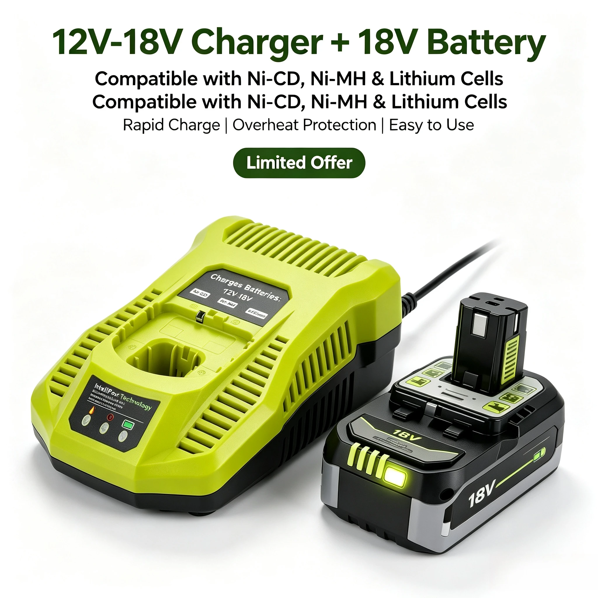 Ryobi 40V Lithium Battery Charger Fit OP4015 OP4026 OP4030 OP4050A Li‑ion Battery For Cordless Lawn Garden Power Tool Pack