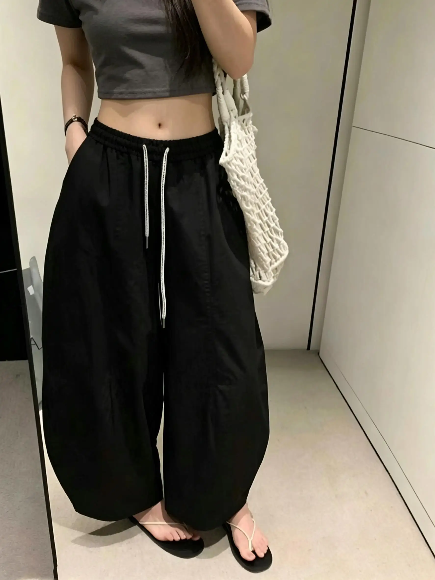 

Stylish High Waist Wide Leg Pants Women's Spring Summer 2026 Korean Style Aesthetic Long Lasting Blade Shape Nine Points