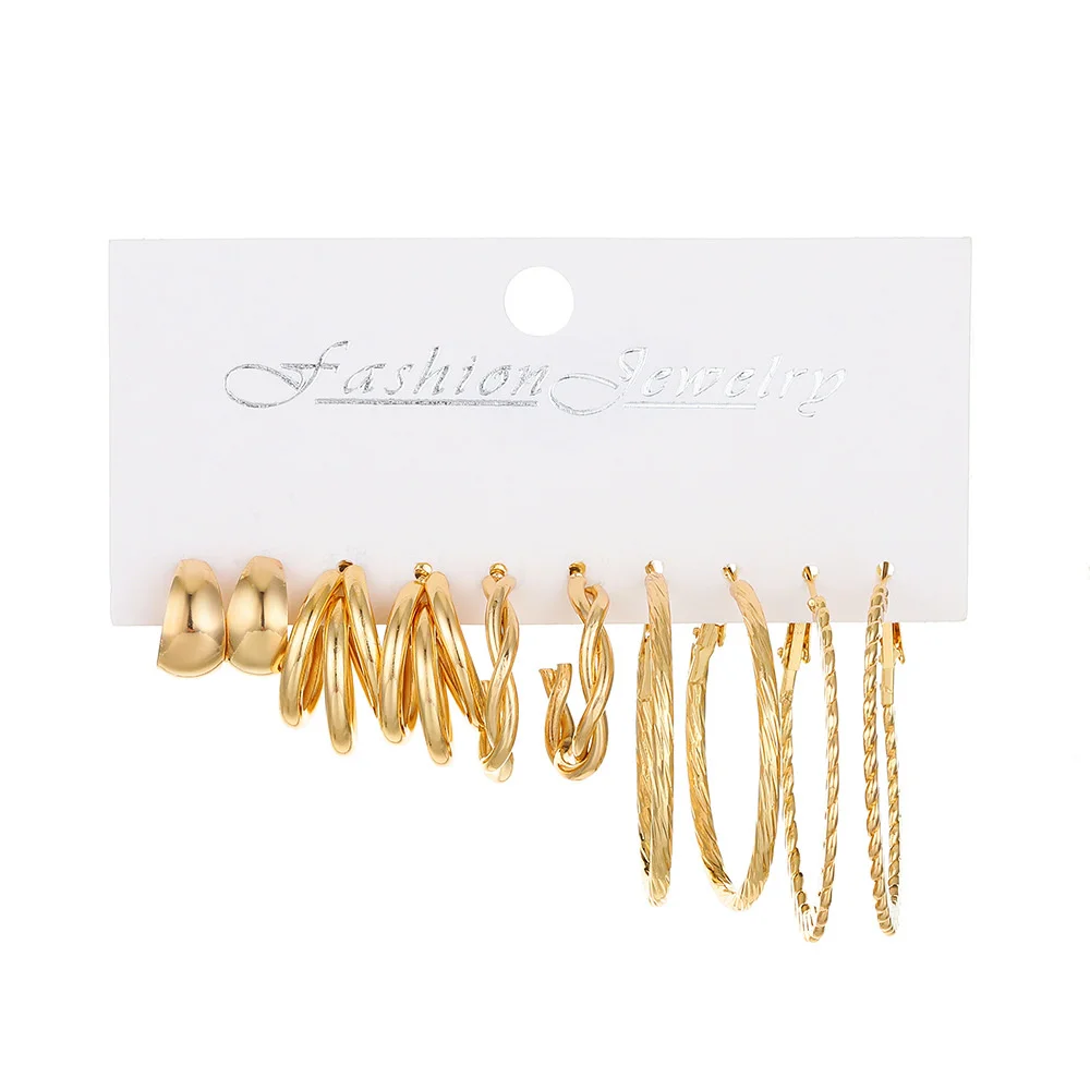 Fashion Temperament Alloy Geometry Set Combination Earring