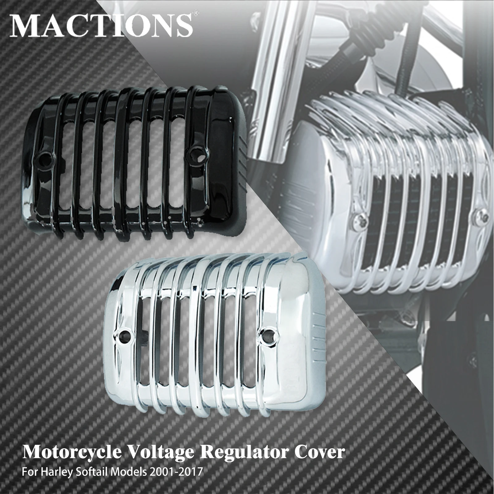 

Motorcycle Voltage Regulator Cover Fairing Plastic Black/Chrome For Harley Softail Springer Heritage FatBoy Breakout Classic FXS