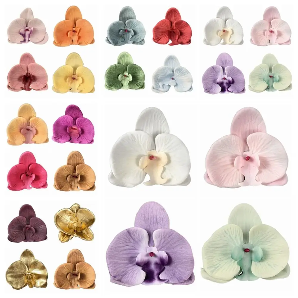 Orquídea mariposa de estilo coreano, flor Artificial hecha a mano, mariposa Artificial, orquídeas, álbum de recortes, 11cm