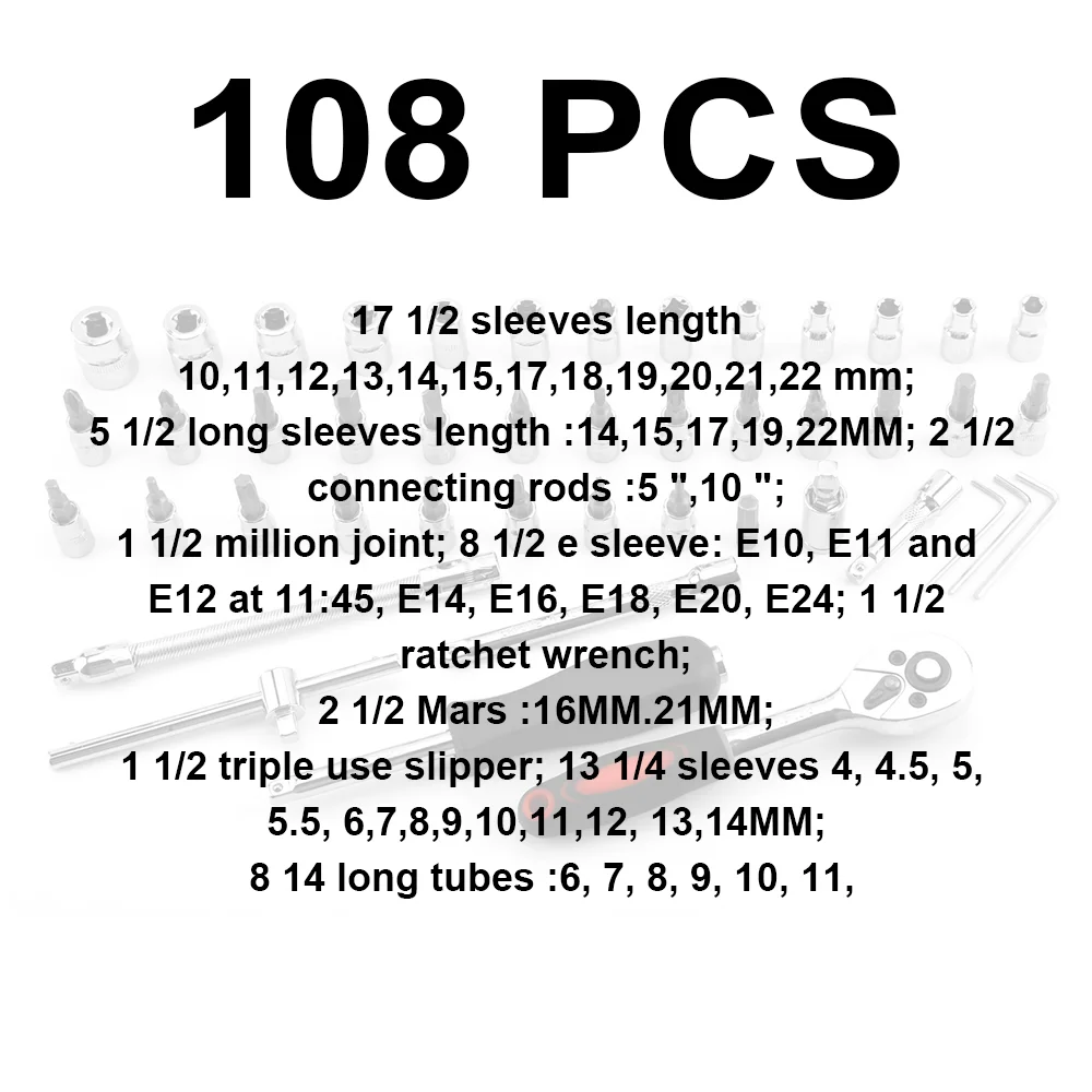 [Eu stock] 108 stücke Steckschlüssel-Set Autore parat ur werkzeuge Ratschen schlüssel Schraubens chl üssel satz Ratschen schlüssel Schrauben dreher