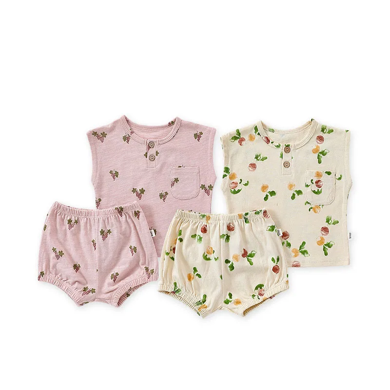 6-36M Newborn Kid Baby Girl 2pcs Clothes Set Summer Print Top and Shorts Set Casual Cotton Two Piece Set Cute Outfit