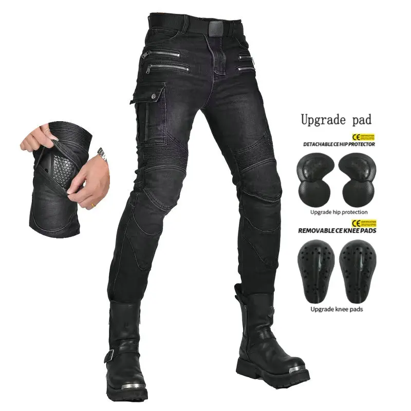 

Loong Biker Motorcycle Fashion Riding Jeans Locomotive Knight Slim High Elastic Trousers Casual Outdoor Sports Protective Pants