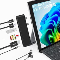 Suitable for Surface Pro 9,10,11,X docking stations, 7-in-1 with 4K HDMI port USB-C 100W charging,TF SD card reader, 7-in-1 hub