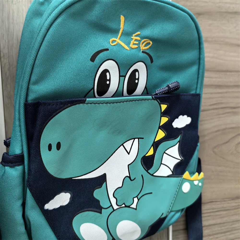 Kid\'s Cartoon Dinosaur Backpack Personalized Name Children\'s Kindergarten Cute Schoolbag Custom Embroidered Children\'s Day Gift