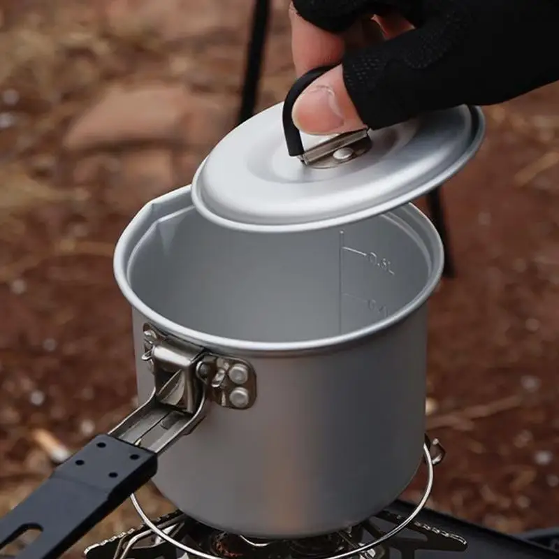 

700ml Portable Milk Pot Camping Stockpot With Folding Handles BBQ Boiled Water Tea Coffee Single Pot For Outdoor Self-driving