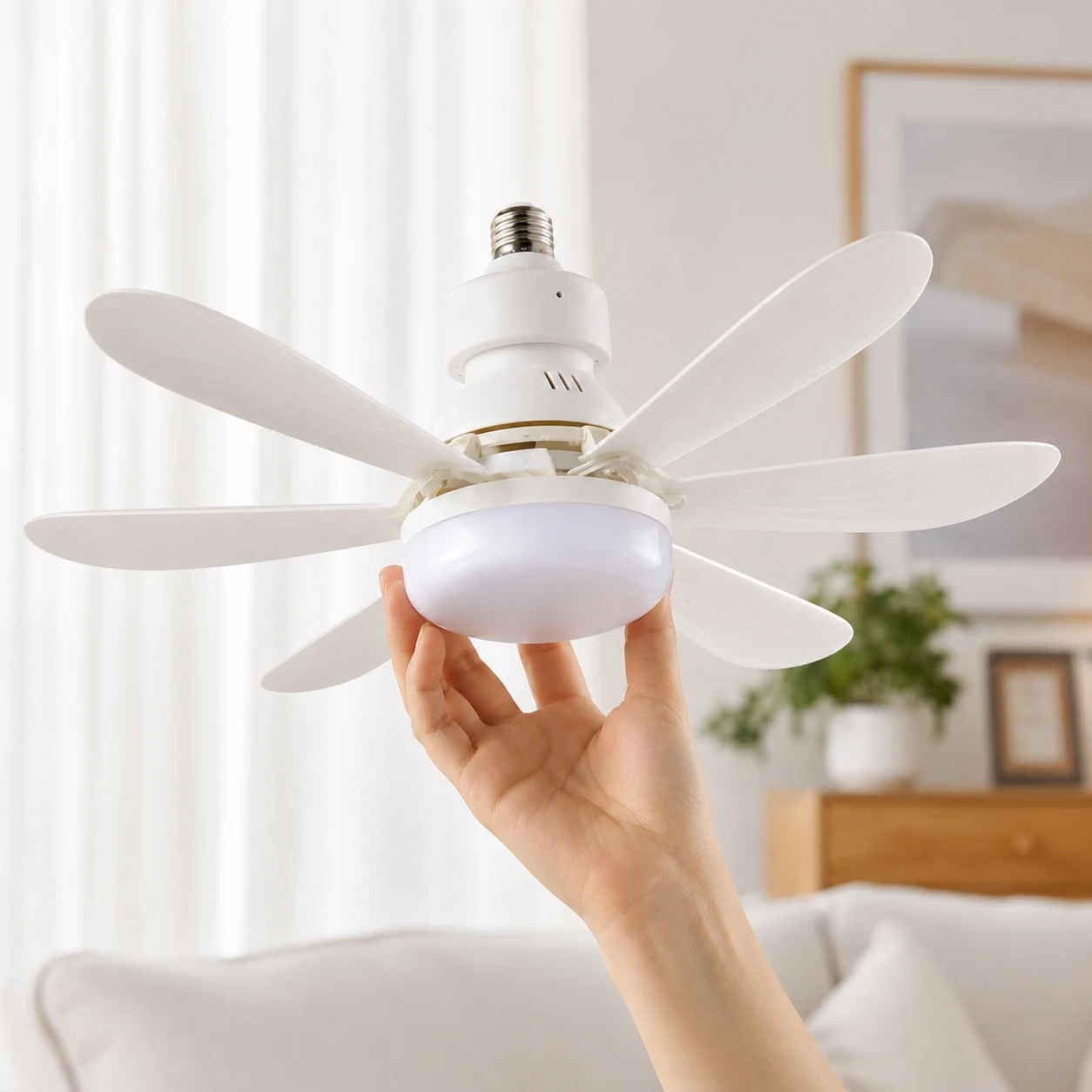 E27 LED Ceiling Fan Light 40W with Remote Control, 6-Blade Dimmable Fan Lamp for Bedroom Living Room Dining Room Study, 85-265V