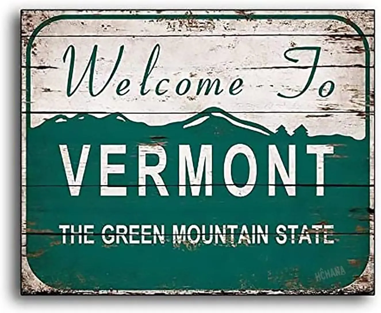 Iliogine Home Decorative Wood Sign Vermont Welcome Sign Age Wooden Green Mountain State Home Print Printed Decor Wall Store Sign