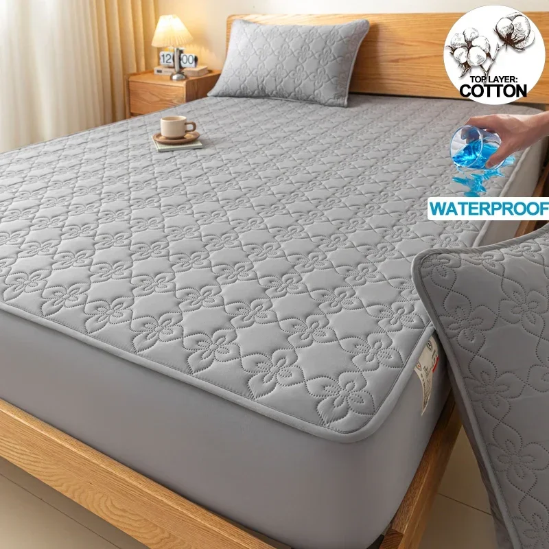 A-Class Antibacterial Quilted Mattress Protect Cover Waterproof Mattress Cover Hypoallergenic Safe Cozy,Customizable Size