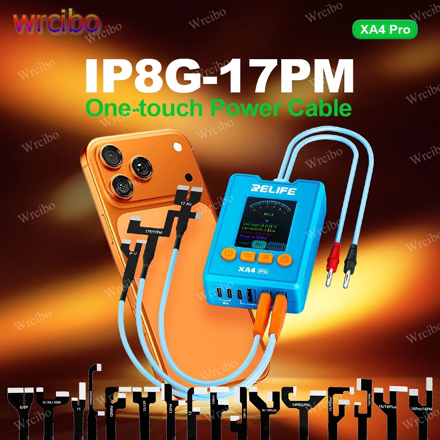 

Кабель для тестирования и запуска блока питания RELIFE XA4 Pro DC для iPhone 8-17PM с оригинальным протоколом, отображение графика напряжения/тока в реальном времени