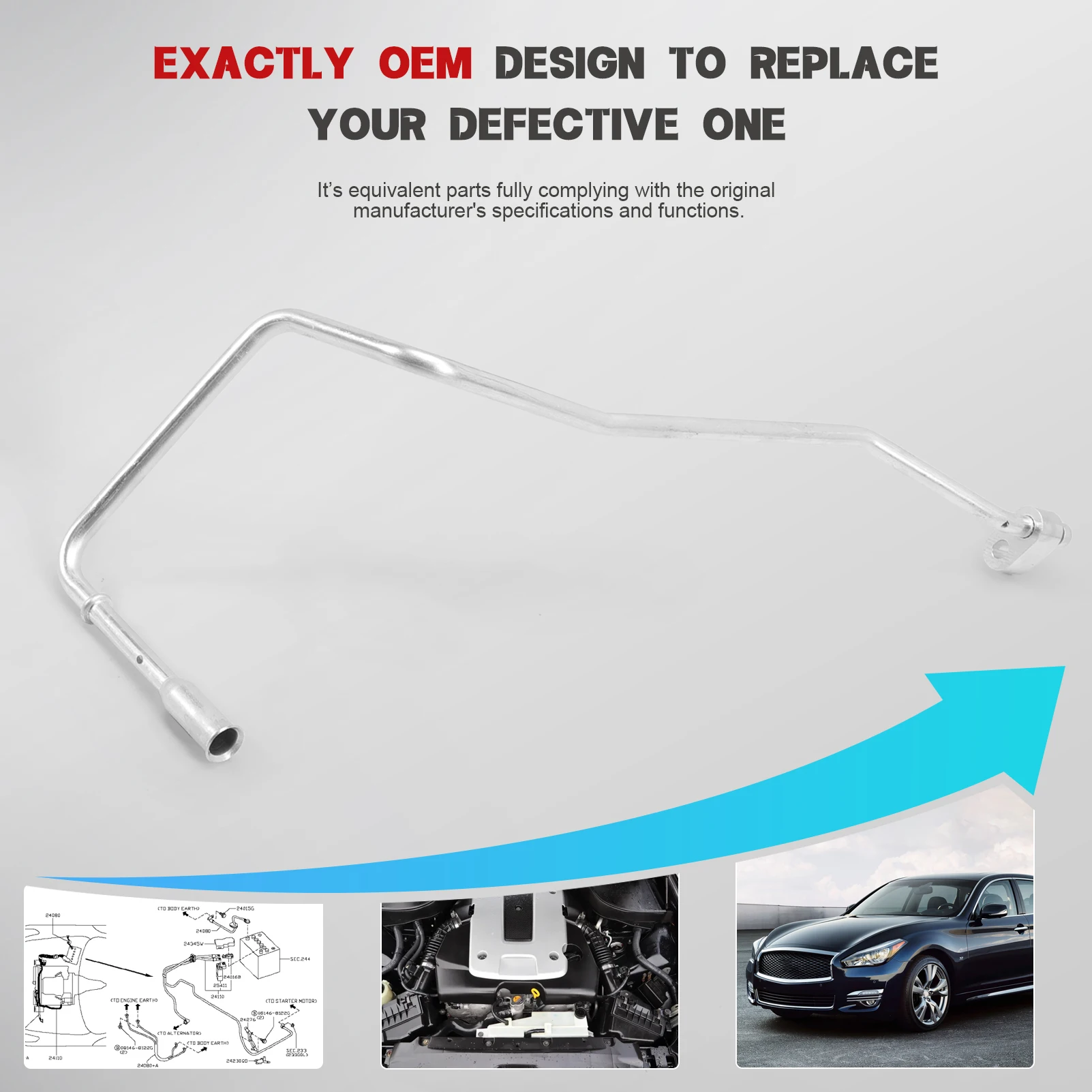 مجموعة خط ضاغط مكثف A/C لسيارة إنفينيتي Q40 2015، Q60 2014-2015، G37 2008-2013، G25 2011-2012، G35 2007-2008 ‎ 92446-JK20B