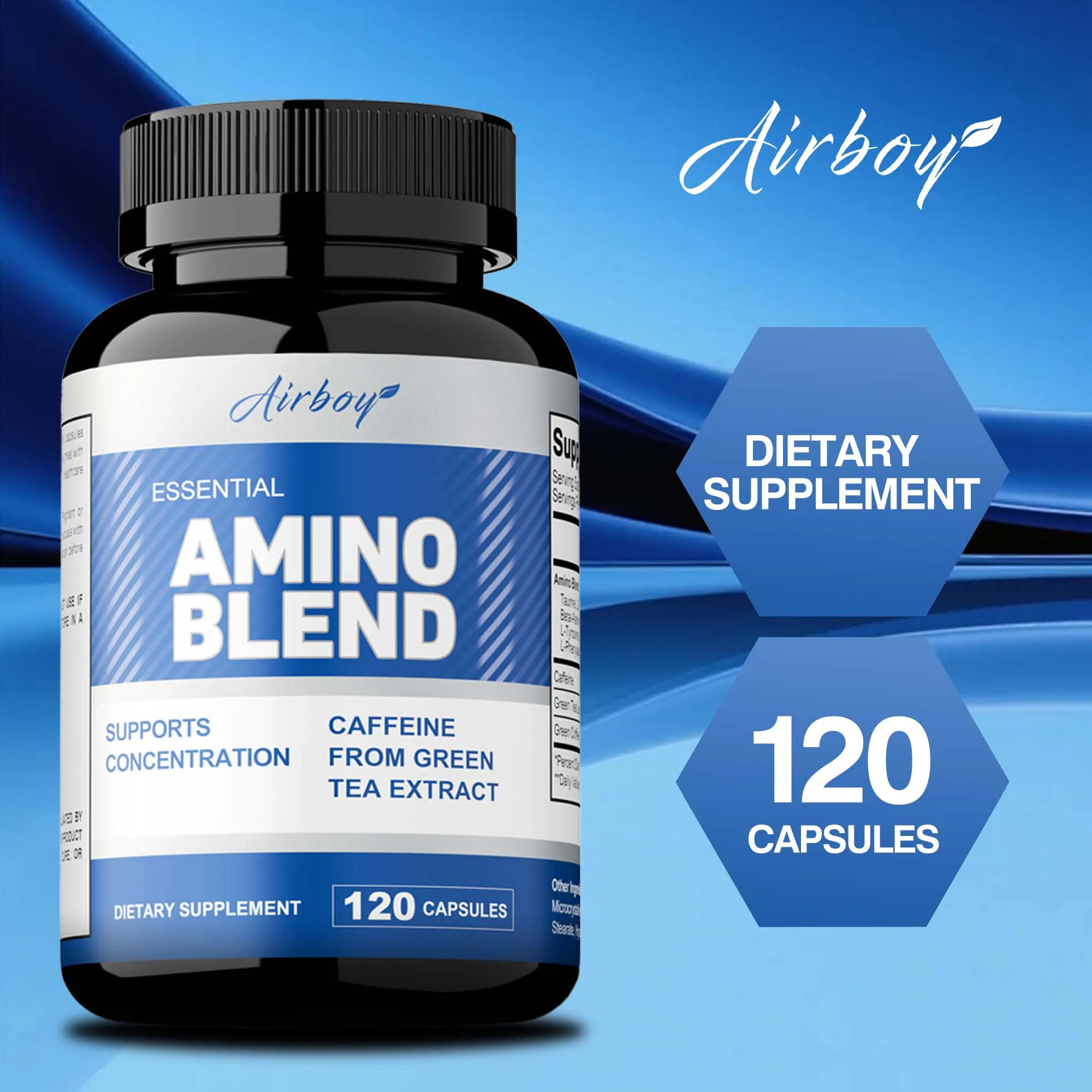 

Amino Acid Capsules - Promote Protein Synthesis, Boost Energy Levels, Focus and Improve Athletic Performance -Contains Green Tea