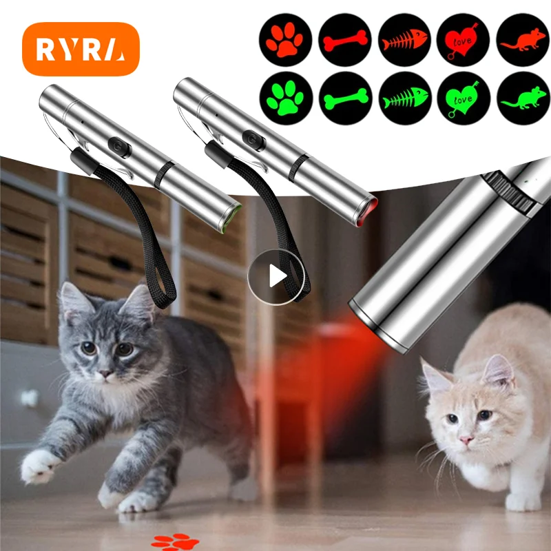 Juguete para mascotas recargable por USB, Mini linterna roja LED, puntero láser, bolígrafo divertido para gatos, suministros para mascotas, herramientas 3 en 1