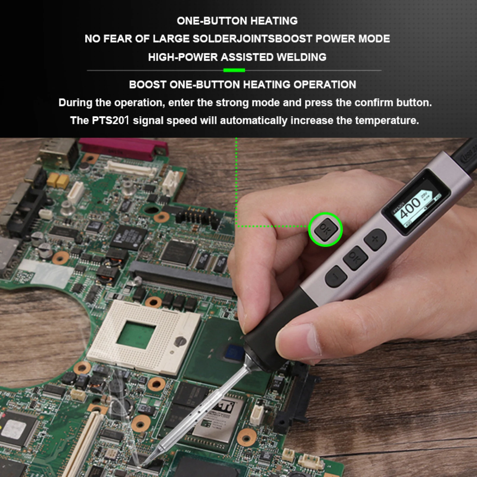 100W Portable Soldering Iron Kit Electric Soldering Fast to Heat OLED Screen Design and Intelligent Iron Pen Tool