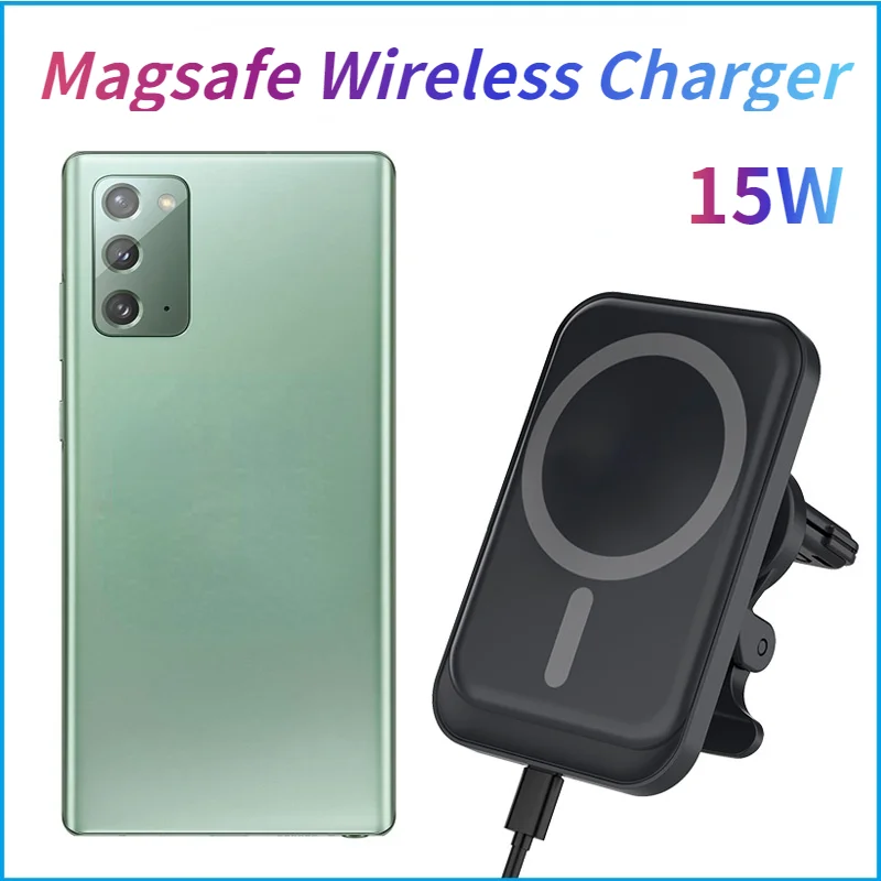 

15W Fast Magnetic Car Wireless Charger for Samsung Iphone Huawei Xiaomi Magsafe Car Charger Stand Magnetic Wireless Charger