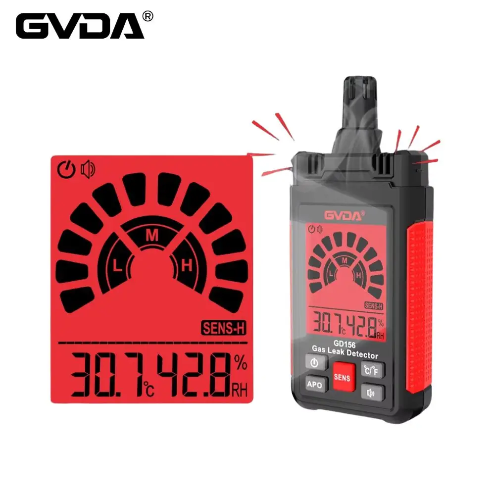 GVDA Gas Analyzer Digital Display Combustible Gas Tester Sound Light Alarm Natural Gas Leak Detector Gas Leak Location Meter