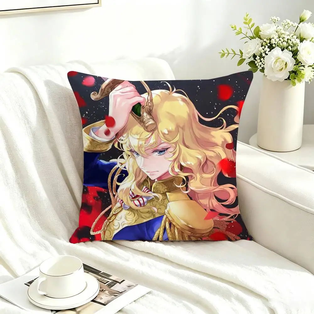 R-Rose of V-Versailles Lady Oscar Laser  Square Double-Sided printed Pillow Case Bedroom Bedside Pillow Sofa Cushion Cover