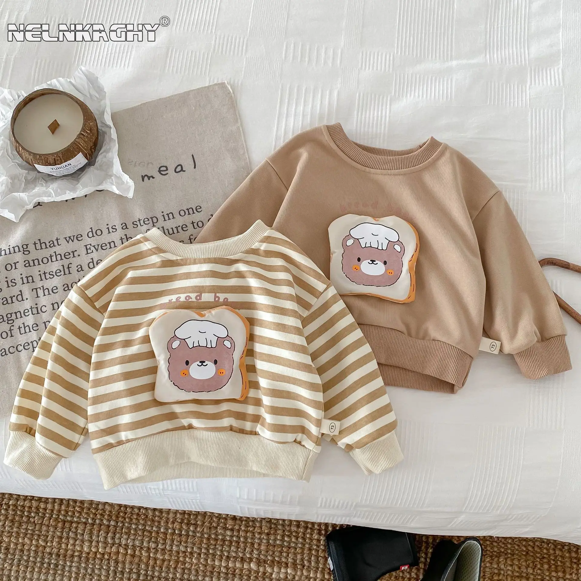

2023 Autumn Letter Bear Sweater for Kids (0-5 Years) - Unisex Toddler Children Striped Top Baby Boys Girls Cute Clothing