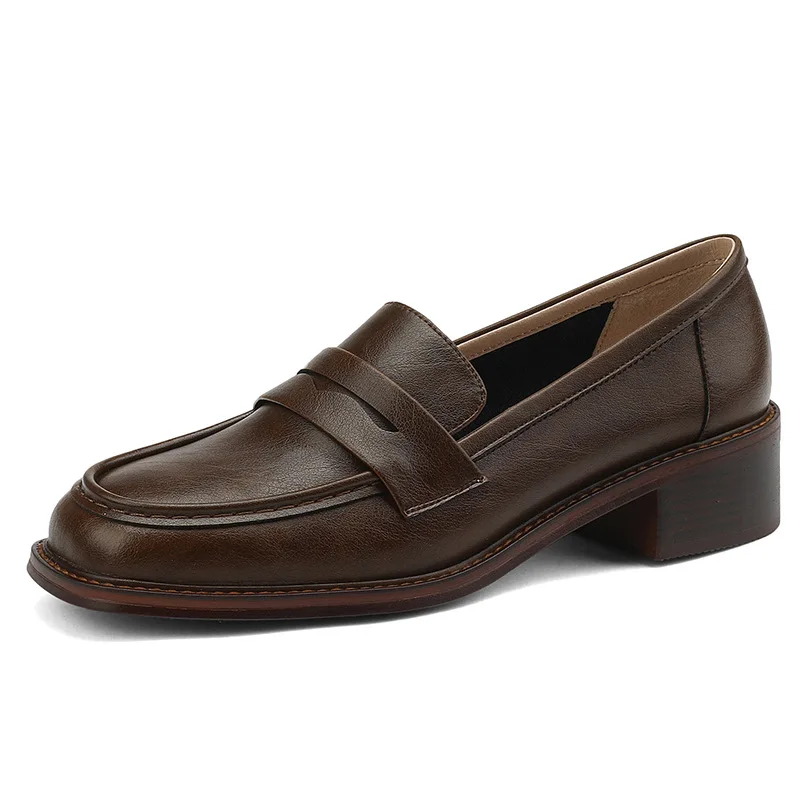 Black Leather Women's Loafers Platform Slip on Shoes for Women 2023 New Spring Autumn Casual Flats Shoes Woman Classics Style