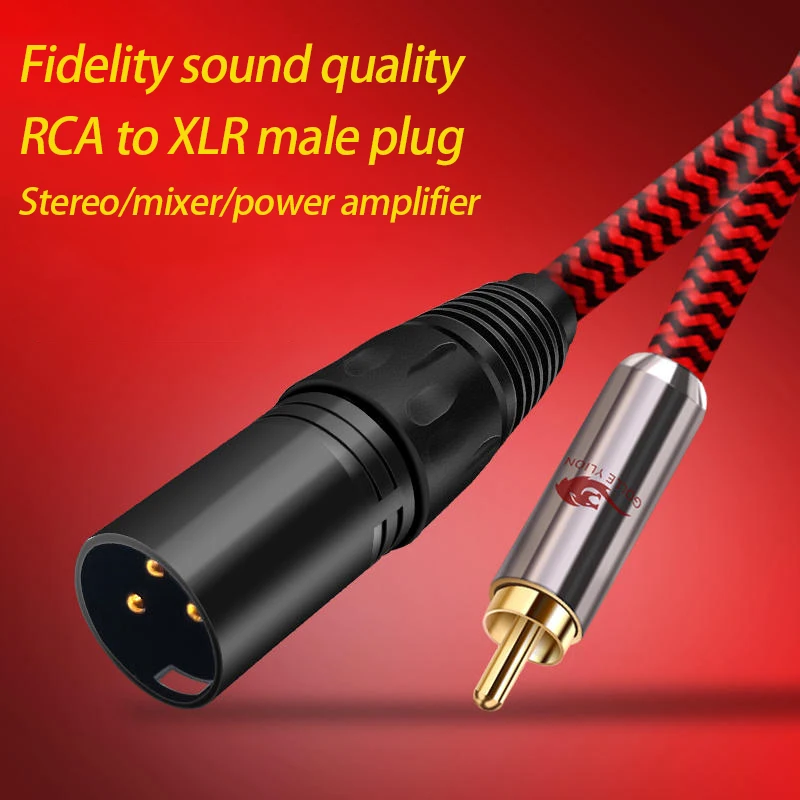 Cabeça de lótus rca para cabo de áudio hifi macho/fêmea xlr de 3 núcleos, cabo de alto-falante, amplificador, cabo de conexão de console de mistura