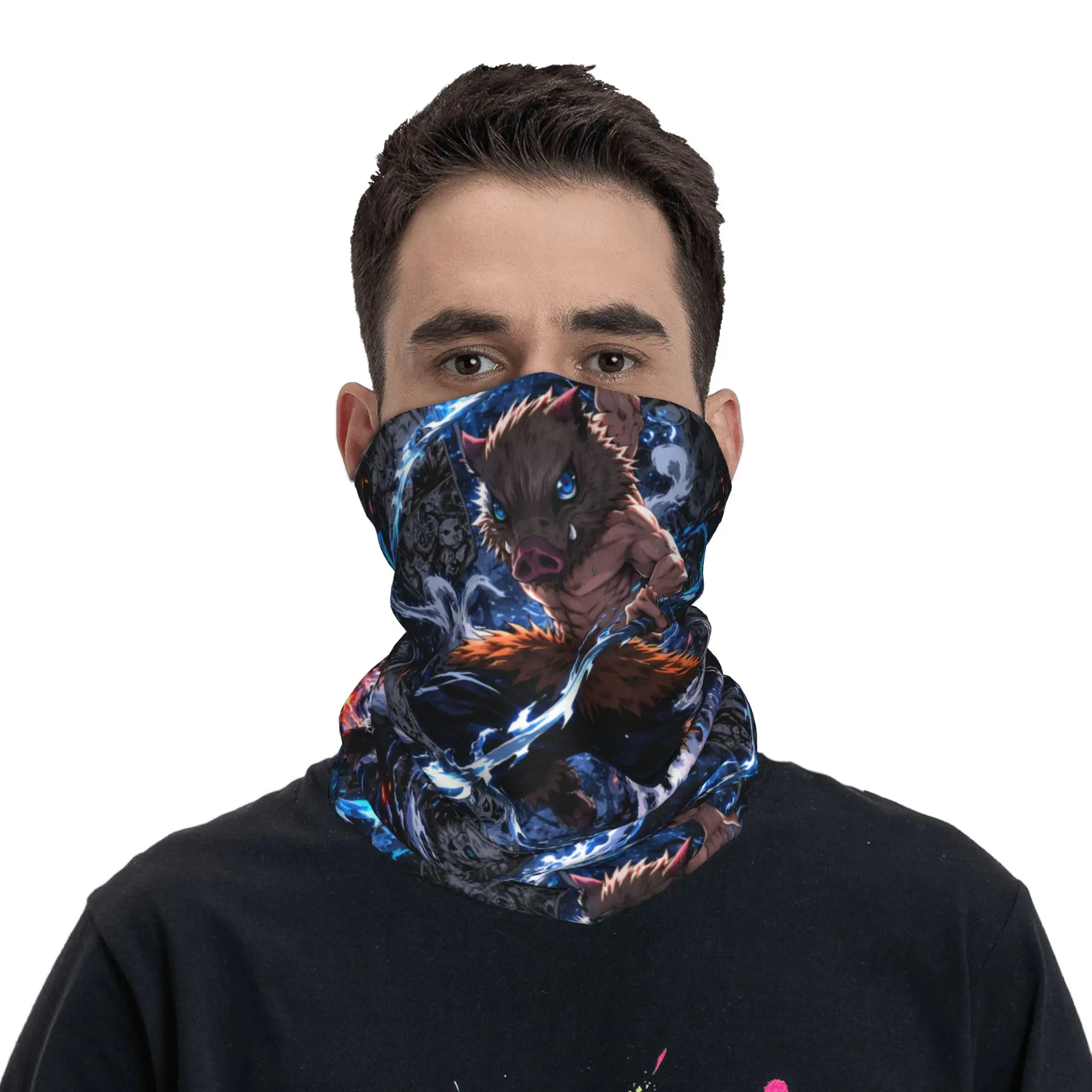 Custom D-Demons Slayers Bandana Neck Warmer Women Men Winter Ski Hiking Scarf Gaiter Cartoon Anime Face Cover