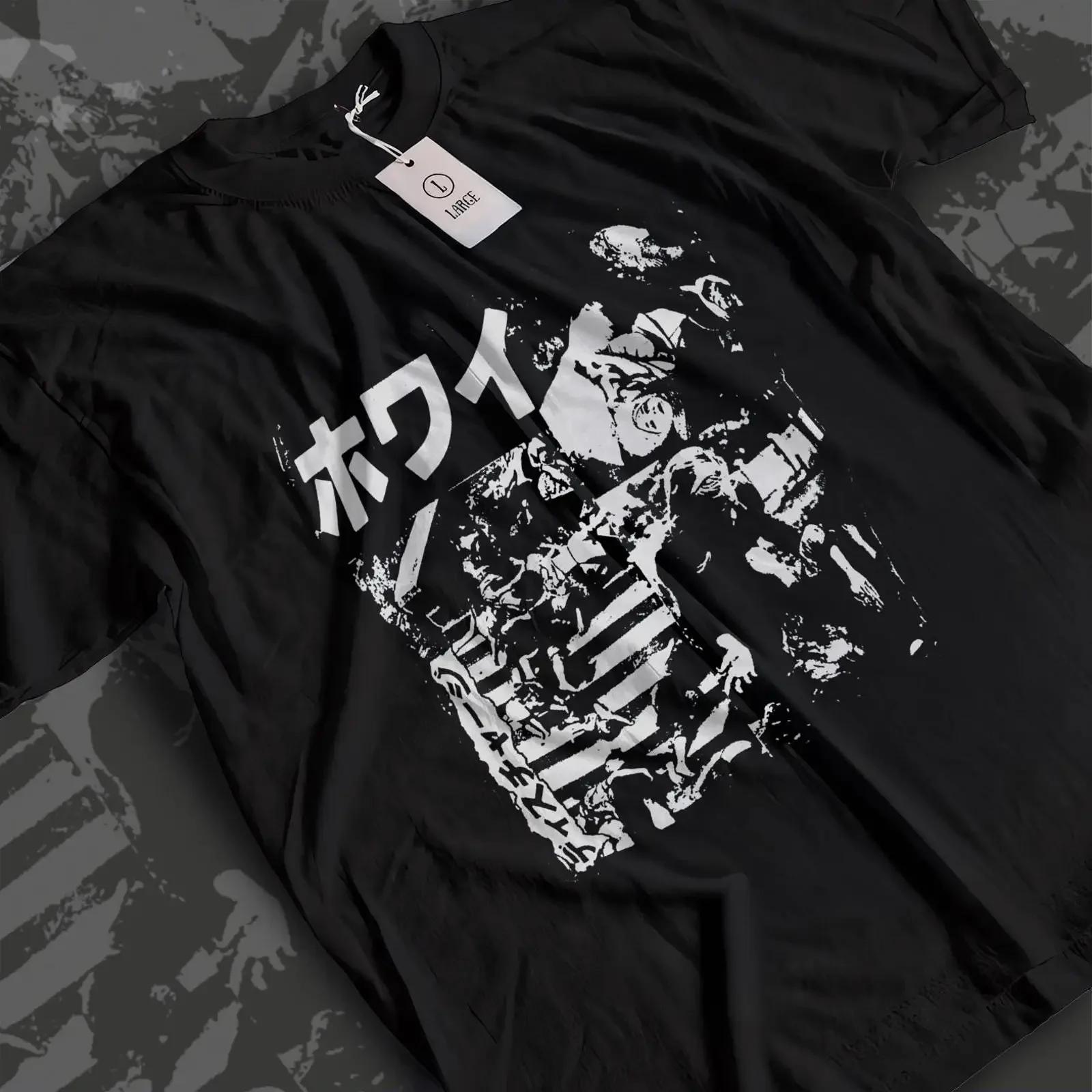Discharge Japanese Print T Shirt Punk Crust D Beat UK82 Hardcore Heavy Cotton S to 5XL vintage Washed Soft Stretched