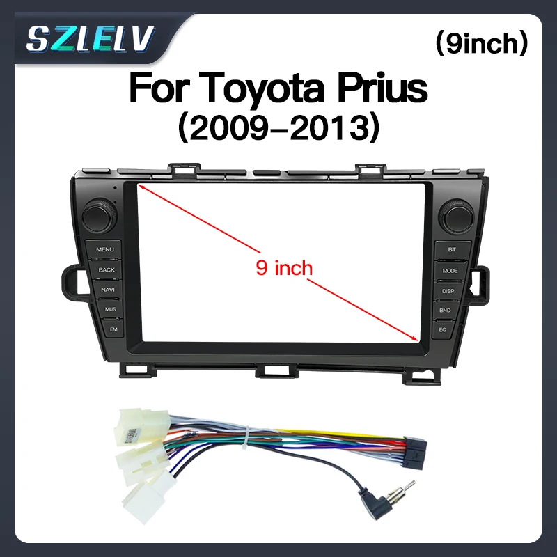 For Toyota Prius XW30 LHD 9 Inch Car Radio Fascia Stereo Panel Audio Refit Installation Surround Trim Frame Dash Kit Facia Cover