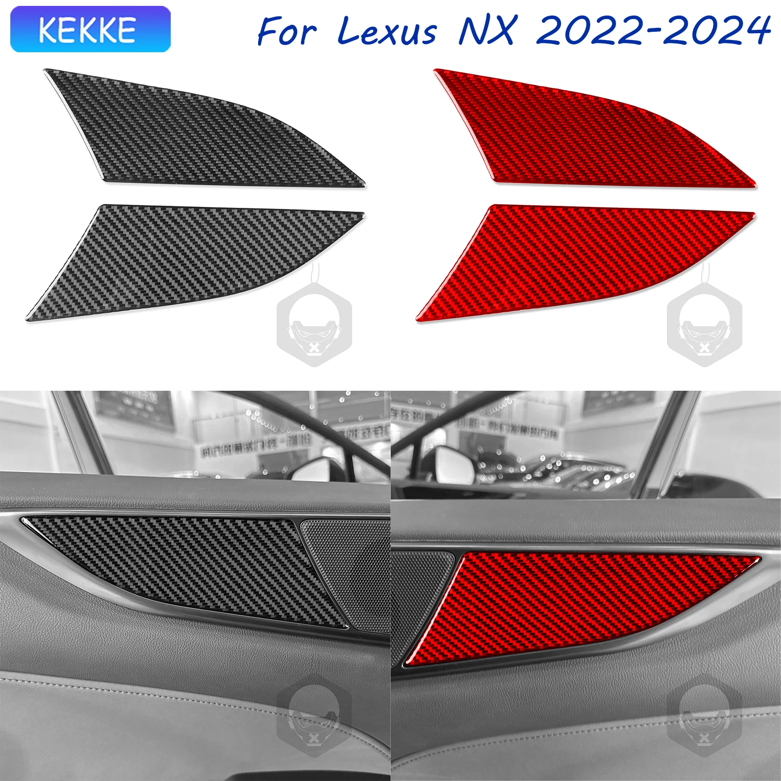 

For Lexus NX Accessories Interior 2022-2024 Real Carbon Fiber Door Panel Trim Cover Stickers Auto Decorative Decal Accessory