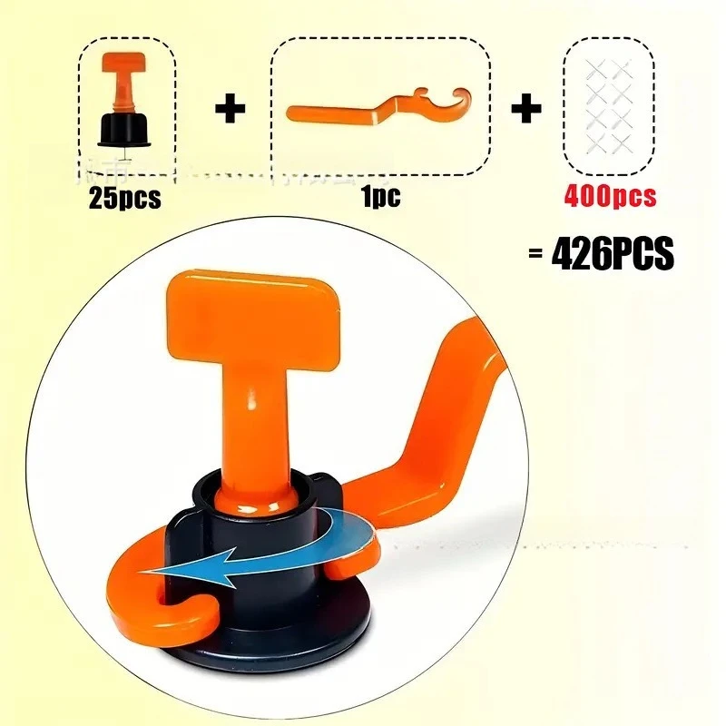 426Pcs Bagged Tile Leveling System 1.5mm Cross Spacer Wall Tile Positioning Tool