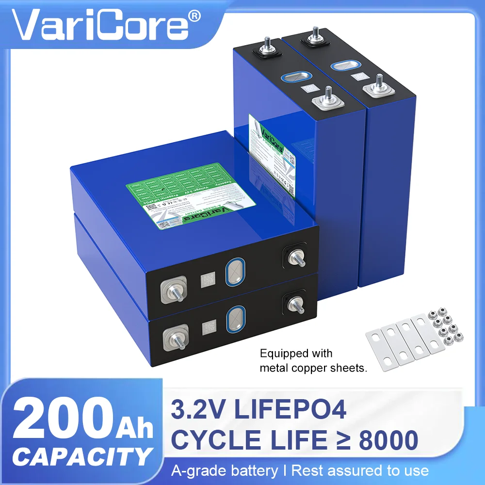 

Аккумулятор Varicore LiFePO4 200 Ач 3.2В, класс А, 8000 циклов, для самостоятельной сборки 12В 24В 48В, литий-железо-фосфатный элемент для кемпинга и гольф-каров (со склада в США)