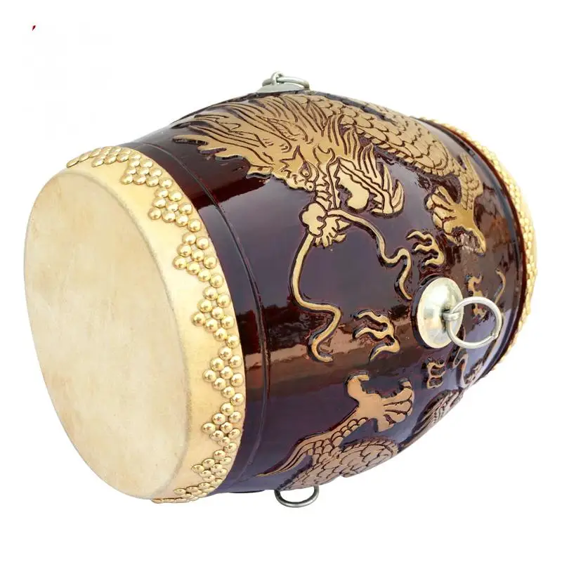 6.5 Inch Exquisite Relief Loong Cow Leather War Drum Folk Stage Performance Professional Traditional Percussion Instrument