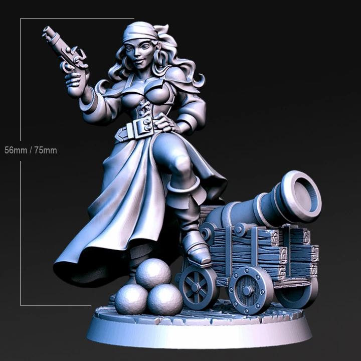 1/24 75mm 1/32 56mm Resin Model Female Girl Pirate Warrior Prime Figurine Sculpture RW-041