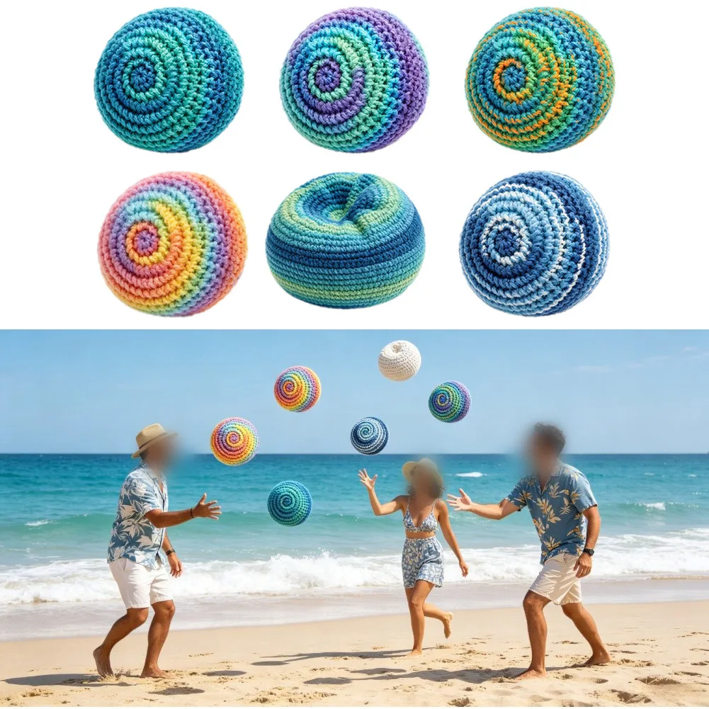 6Pcs Hand-Made Knitted Footbags Set Cotton Juggling Balls For Balance Training Indoor Outdoor Garden Decor Playground Toys