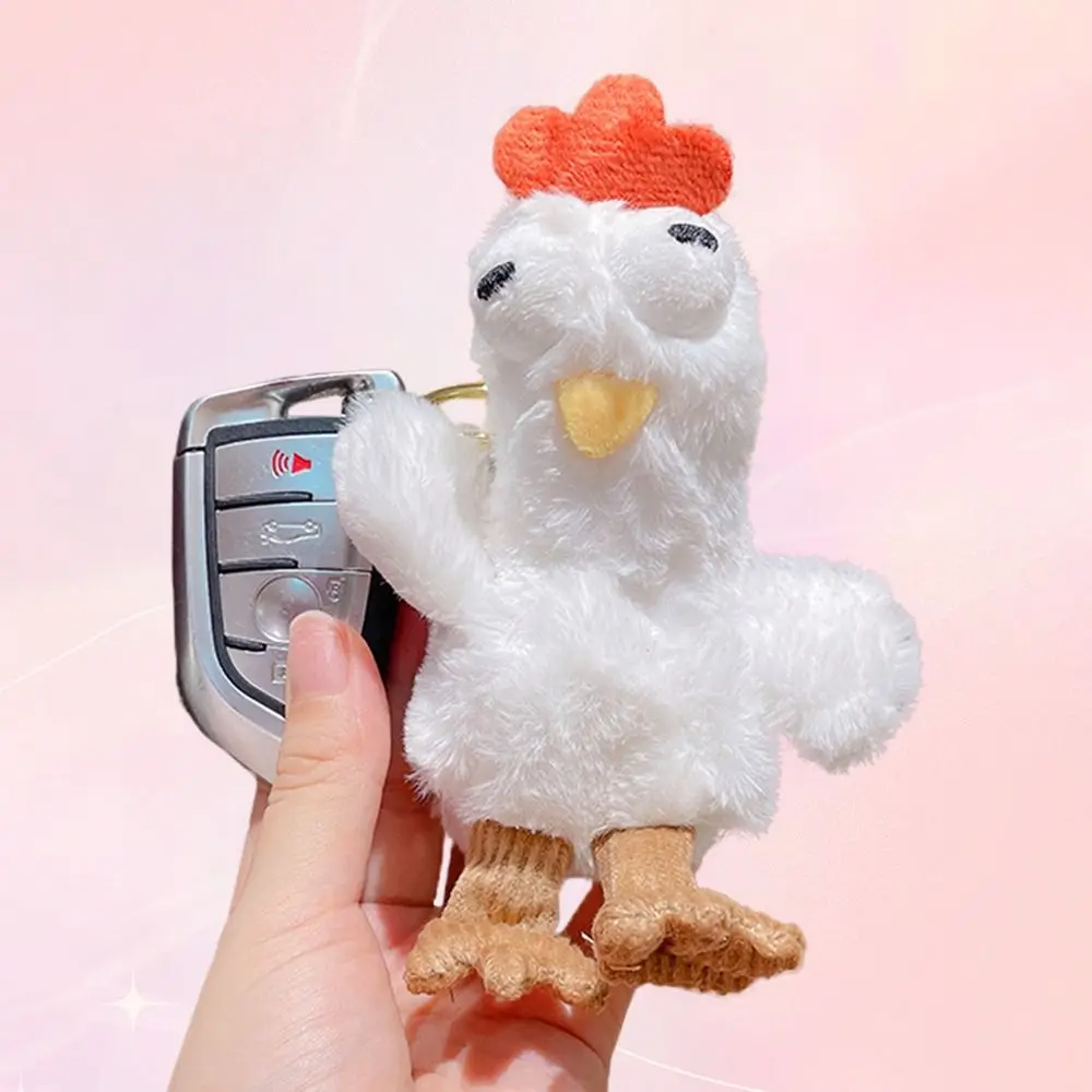 Cuddly Egg-laying Chicken Keychain Funny Plush Squeaking Plush Doll Toy Creative Cartoon Animal Stuffed Bag Pendant