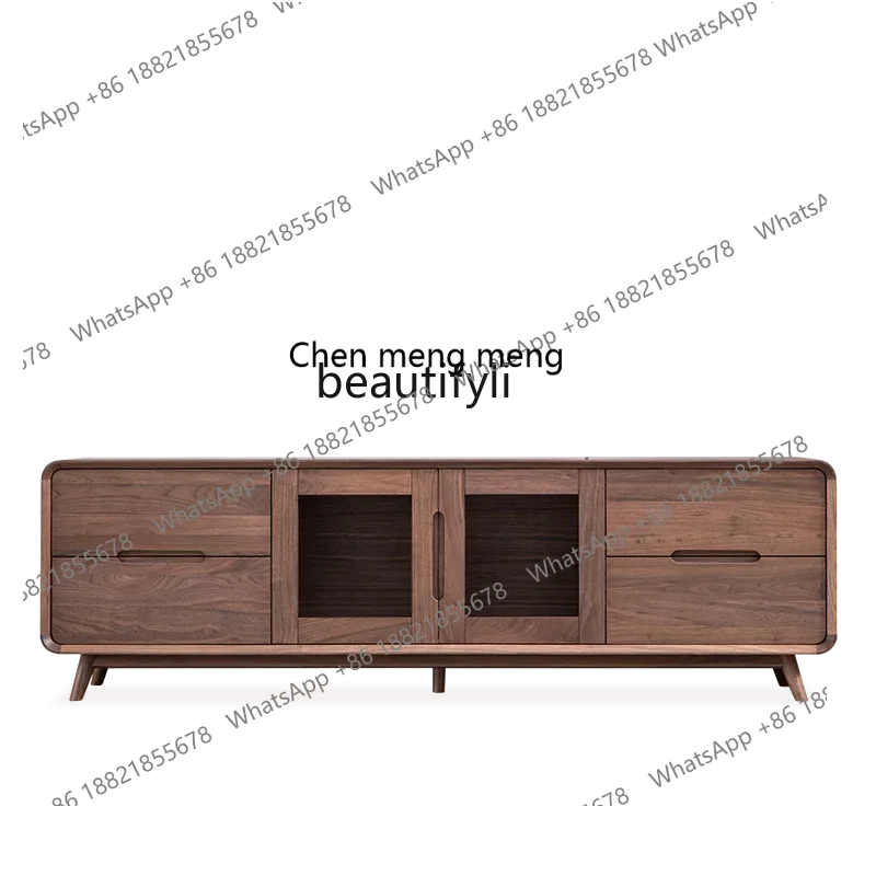 

cc182R1 Nordic TV Cabinet Designer Solid Wood Modern Living Room Simple Audiovisual Cabinet North America Black Walnut TV Stand