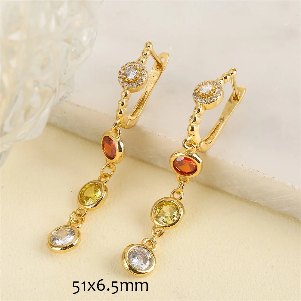2025 New 18K Gold Plated Eco-friendly Metal Dangle Earrings Multicolor Crystals Jewelry For Women Gifts Dropshipping Bijoux
