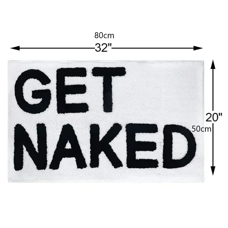 Funny Tufted Microfiber Black White Get Naked Bath Rug 50x80cm Non-Slip Thick Shaggy Large Toilet Bathroom Mat коврик для ванной