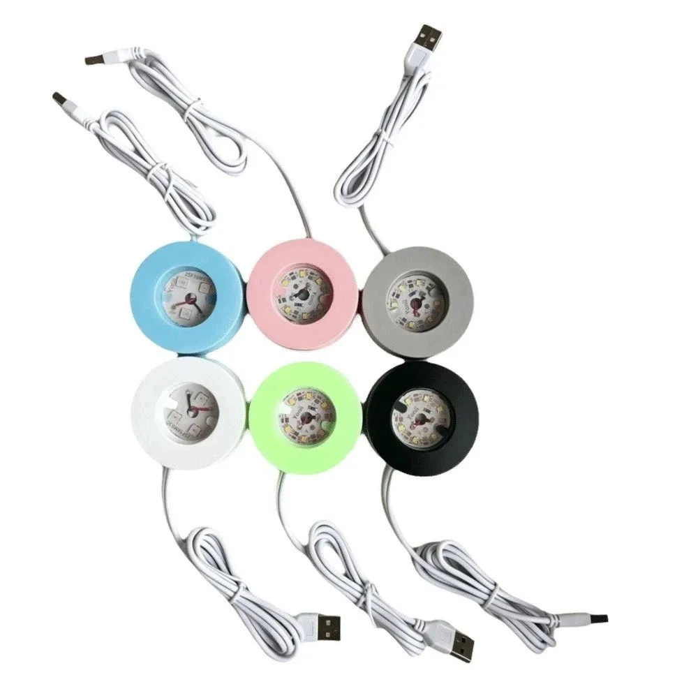 Round LED Light Art Display Base White Light/Warm Light/Colorful Light 6cm Diameter Plastic LED Light Base Display Stand