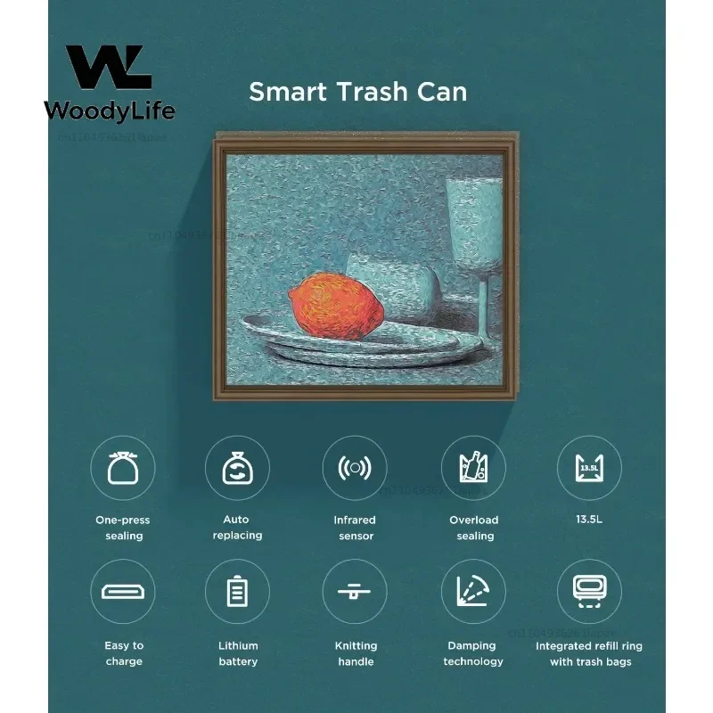 Orange Self-Sealing Trash Can 3.5-Gallon Automatic Trash Can with Motion Sensor and Handle