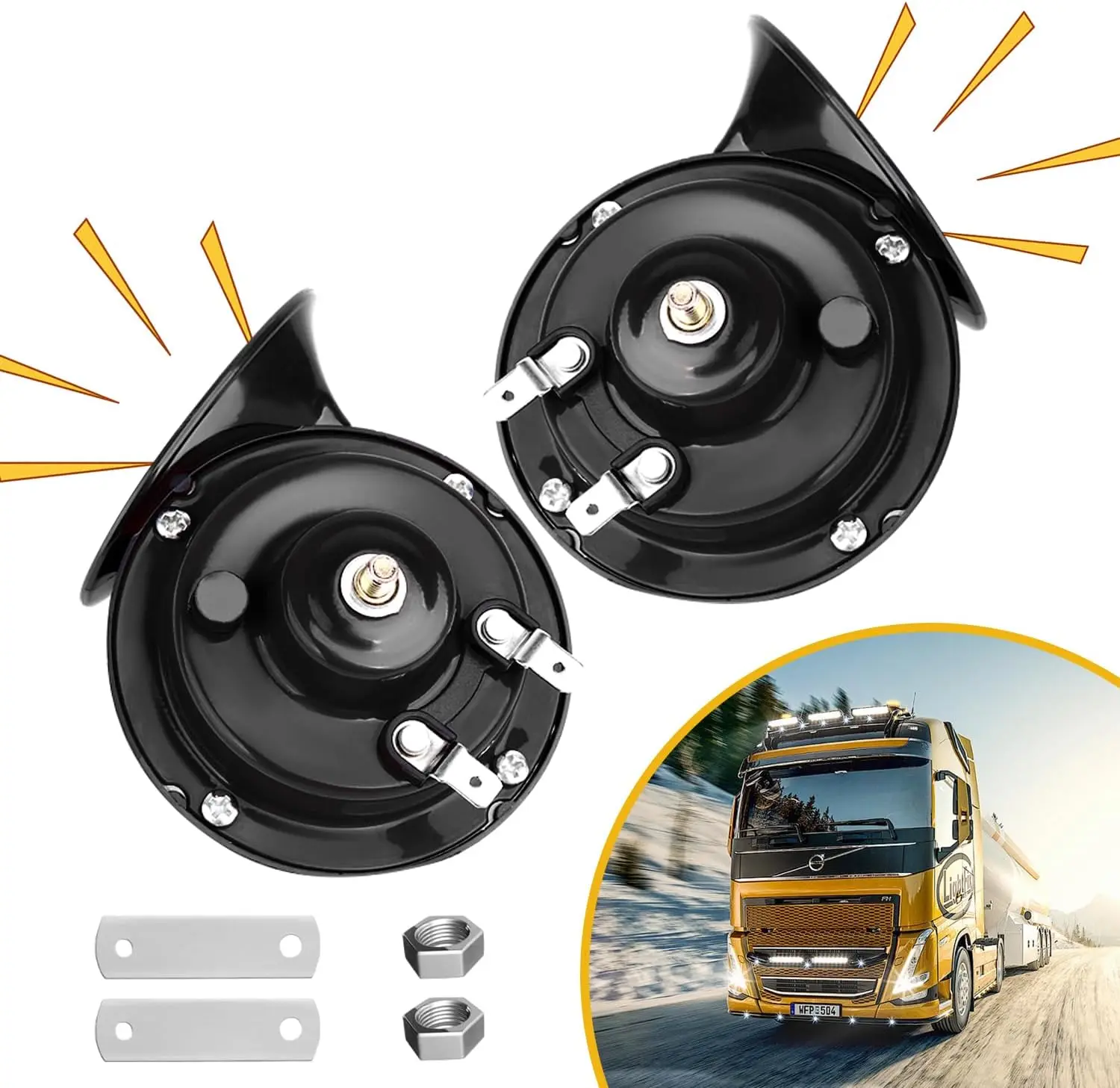 

12V 300DB Super Loud Truck Train Air Horn, Snail Double Horn, Waterproof Horn for Any 12V SUV Motorcycle Pickup Lorries Cars