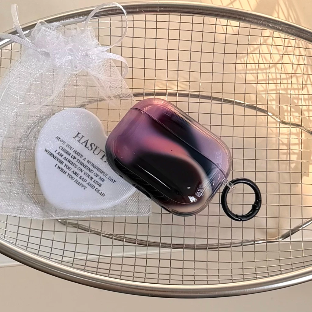 Moda púrpura negro gradiente Render con gancho a prueba de golpes funda protectora para auriculares para AirPods 1 o 2 3 4 Pro 2 Pro 3
