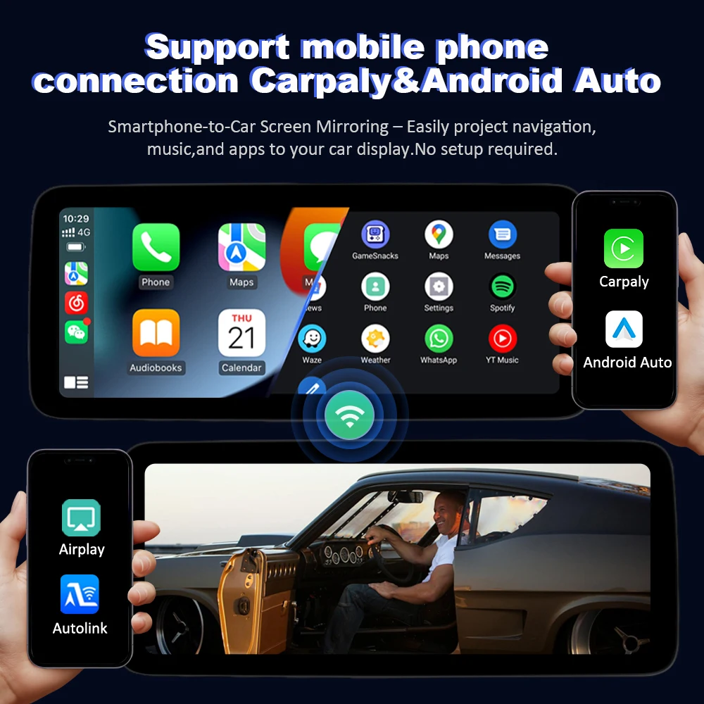 Radio para Auto con Sistema Inteligente Android Auto y CarPlay Inalámbrico de 10.25 Pulgadas para Audi A4 A5 B8 2009-2016, Sistema Estéreo con GPS y Navegación 5