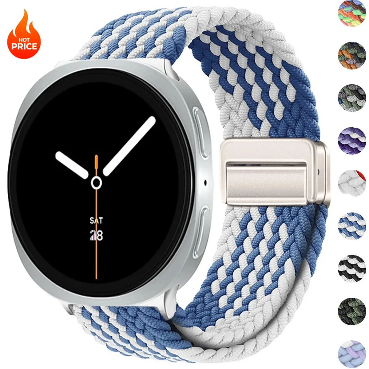 Magnetic Nylon Strap for Samsung Galaxy Watch 8 40mm 44mm Braided Solo Loop Bracelet for Samsung 8 Classic 46mm Adjustable Band